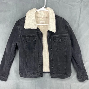 Chaqueta de mezclilla Pacsun Trucker para mujer mediana negra lavado carbón Sherpa polar - Imagen 1 de 9