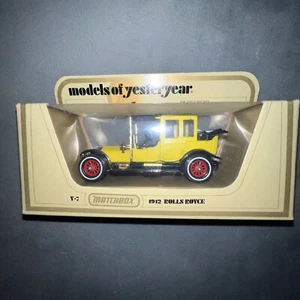Vintage Matchbox Model Of Yesteryear Y7 1912 Rolls Royce Black & Gold - Picture 1 of 3