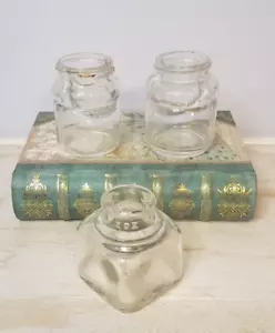 Antique/Vintage Three Ink Well Bottles - Clear 2 oz - Picture 1 of 9