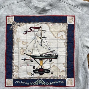 LL BEAN Sailboat Sailing Weathervane Sweatshirt Men’s M Sweater Nautical Ship - Picture 1 of 12