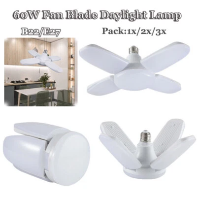 1x/2x/3x LED Folding Light Bulb Deformable B22/E27 60W Garage Ceiling light - image 1 of 4