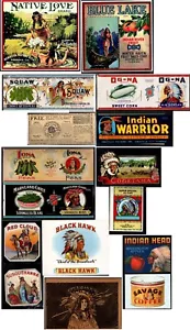 Collection of FRUIT CRATE LABELS with NATIVE AMERICANS Reproductions - Picture 1 of 11