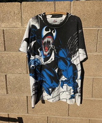 Vintage 90s 1993 marvel comics  T Shirt Large Venom comic images Mega Print - Image 1 of 4