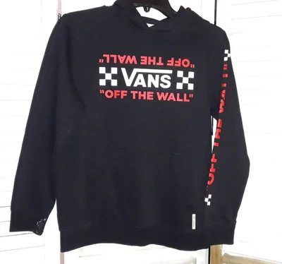 Vans Hoodie Youth Size Med Black Pullover Pocket Long Sleeve Skateboard Retro - Image 1 of 4
