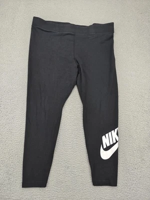 Nike Leggings Womens 2X Black Sportswear Plus Size Logo Swoosh Cropped Capri - Image 1 of 4