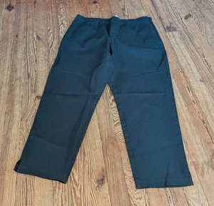 Eileen Fisher Slim Ankle Pants Size L Organic Cotton Stretch Twill Black 26" - Picture 1 of 11