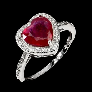 925 Sterling Silver Ring Heart Simulated Cz 8mm Gemstone Jewelry Size 8 - Picture 1 of 14