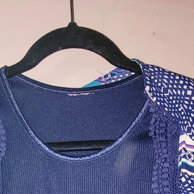 XLarge Cape Duster Cover Up Cardigan Kimono Handmade Blue Jersey Knit - Imagem 1 de 4