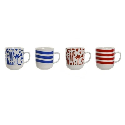 Tasse mug Home ESPRIT Bleu Rouge Porcelaine Boho 380 ml [4 Unités] - Photo 1/3