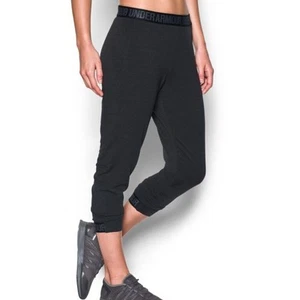 Under Armour Featherweight Fleece Crop Pants Women's Size M Black - Picture 1 of 5