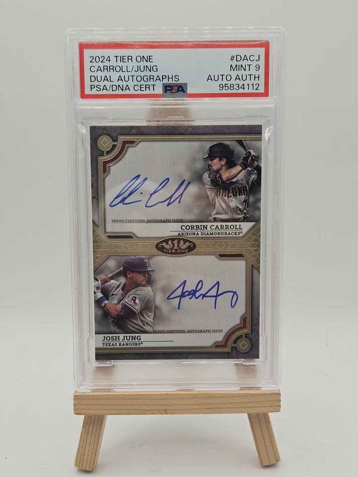 2024 Topps Tier One Dual Auto /25 Corbin Carroll/Jace Jung Psa 9 - Image 1 of 1