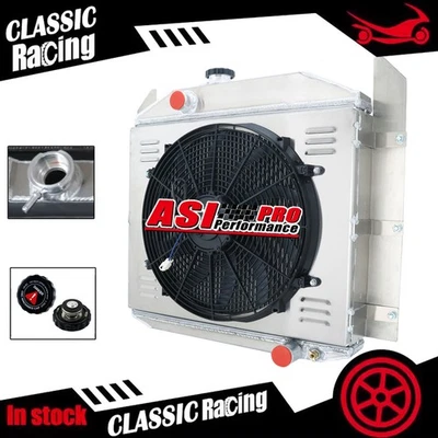 4 ROW RADIATOR+SHROUD FAN FITS 1949 1950 1951 1952 STUDEBAKER 2R5 2R6 2R10/2R11 Foto 1 de 4