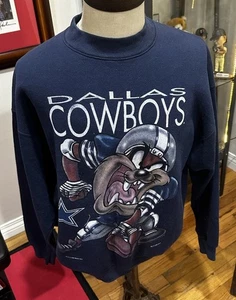 Vintage 1995 90s Dallas Cowboys Taz Looney Tunes NFL Sweatshirt Mens XL - Picture 1 of 7