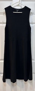 Vestido suéter tejido línea A de lana sin mangas Eileen Fisher talla L negro ropa de carrera - Imagen 1 de 7