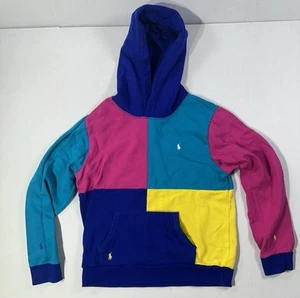 Polo Ralph Lauren Hoodie XL 18/20 Youth Colorblock Pullover Vintage 90s Style - Picture 1 of 6