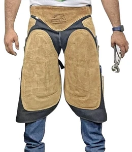 Hufschmied Schürze Chaps 2 mm Rindsleder, 500 GSM Canvas, 25" Länge, verstellbar - Bild 1 von 4