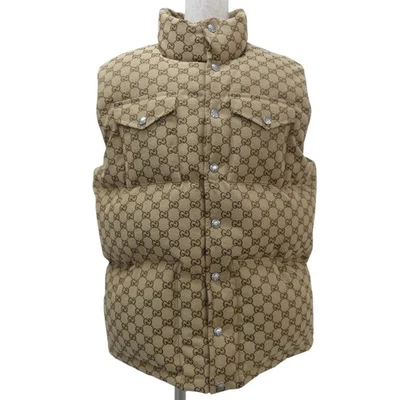 GUCCI The North Face Collaboration GGPattern Down Vest S Beige Unisex Women USED - Image 1 of 4