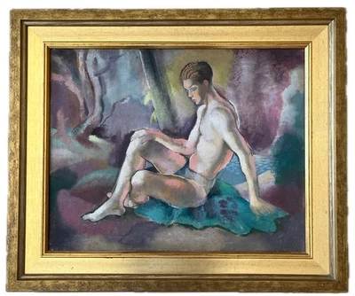 Early 20th century Art Deco Male nude oil painting gay homoerotic art - Imagem 1 de 4