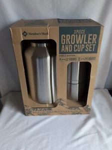 3 Piece Growler And Cup Set, 64 Fl Oz Growler 2 - 10 Fl Oz Cups Brand New In Box - Picture 1 of 10