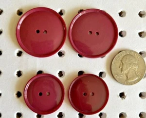 Lot 2 Lg & 2 Med Cranberry Swirl Plastic Round 2-Hole Buttons Vintage? - Picture 1 of 2