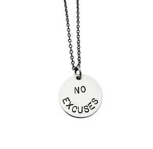 NO EXCUSES Necklace 18 inch gunmetal chain~Inspirational & Motivational Jewelry - Bild 1 von 6