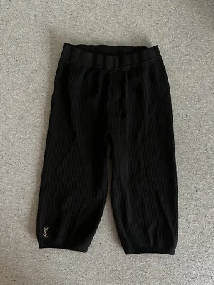 SAINT LAURENT “CYCLISTE” HIGH-RISE RIB KNIT SHORTS, SZ S BLACK! - Image 1 of 4
