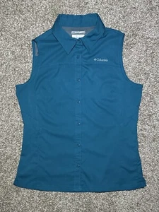 Colombia Sportswear Women’s Shirt OMNI SHADE Solid Aqua Blue Sleeveless Size M - Picture 1 of 19