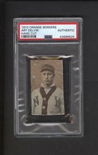 1910 E-Unc Orange Borders Candy Box Devlin Baseball Card Geo. Davis Co.  PSA