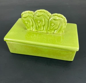 Royal Haeger Chartreuse Green Horse Head Box Mid Century Jewelry Stash Trinket - Picture 1 of 19