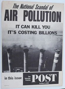 DISPLAY CARD - Saturday Evening Post Oct 8 1966 10"x13.5" Air Pollution Scandal - Imagen 1 de 2
