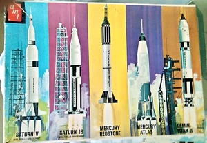 AMT's 1970 "Man in Space" 5 Rocket Set- 1/200th- COMPLETE w/BACKDROPS - Read On - Picture 1 of 11