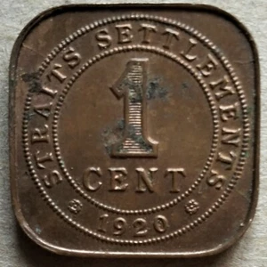 Straits Settlement 1920 1 cent coin (A) - Picture 1 of 2