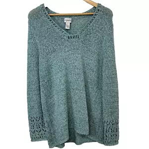 Chicos 3 Maglione Donna XL Verde Maglia Larga Pull Over Manica Lunga Tunica Elasticizzata - Foto 1 di 11