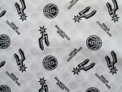 SAN ANTONIO SPURS BASKETBALL NBA LICENSED QUILTING COTTON FABRIC FQ - Image 1 of 4