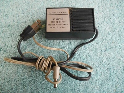 VINTAGE LAFAYETTE AC ADAPTER 99-35362 Output: 6VDC. 75mA. - Image 1 of 4