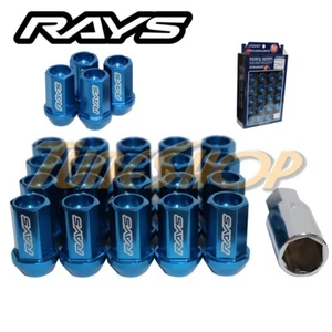 VOLK RACING RAYS STRAIGHT L42 DURA WHEELS LOCK LUG NUTS 14X1.5 M14 RIM BLUE - Picture 1 of 2