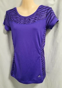 Adidas Purple Short Sleeve Fitness Active Wear Exercise Top Size US XS / UK XS - Picture 1 of 7