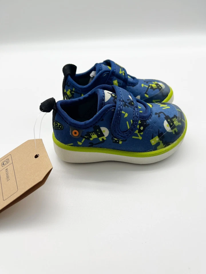 Zapatillas sin cordones Bogs Kicker azul marino con estampado de robot sin corbata talla 4 NUEVAS Foto 1 de 4