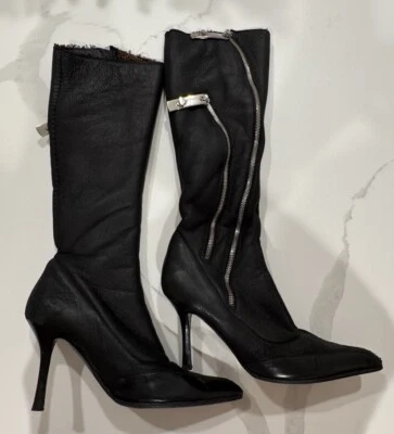 Botas de joelho Giuseppe Zanotti Vicini couro tamanho 37,5 fabricadas na Itália - Imagem 1 de 4