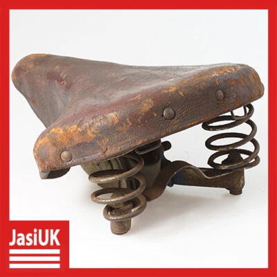 assento selim confortável suspensão mola bicicleta bicicleta bicicleta couro marrom antigo - Imagem 1 de 4