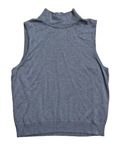 WhiteHouseBlackMarket Para Mujer Talla GRANDE Sin Mangas Plateado Brillante Tejido Cuello Cremallera - Imagen 1 de 17