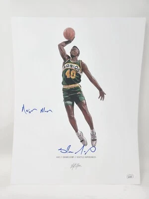 Shawn Kemp Signed Reign Man 11x14 Game 7 Lithograph Print JSA COA BUF - Image 1 of 4