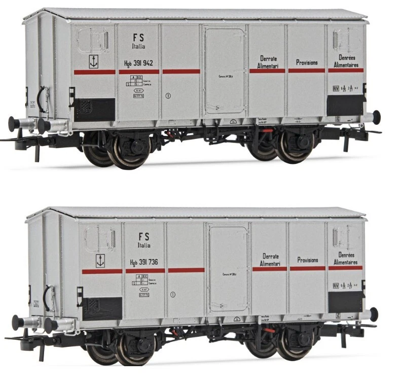 HR6562 Rivarossi FS Ensemble De 2 Wagons Frigorifique À 2 Axes Personnel Du Sifm