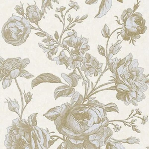 Profhome 387003-GU Blumen Tapete Toile De Jouy creme hell-elfenbein gold 5,33 m2 - Bild 1 von 7