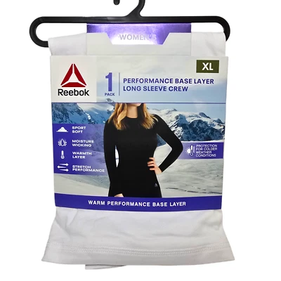 Reebok Performance Base Warmth Layer Long-Sleeve Women's XL Crew White Shirt - Image 1 of 4