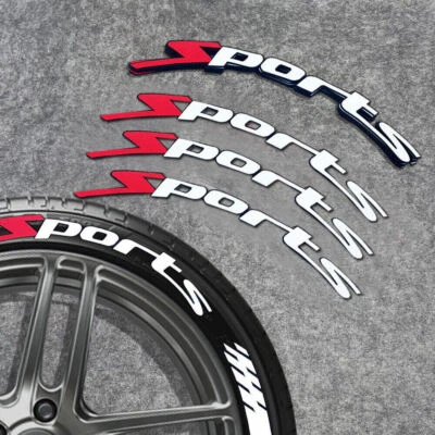 8pcs Sports Letters Car 3D Tire Wheel Sticker Waterproof PVC Decals Permanent  - Image 1 of 4