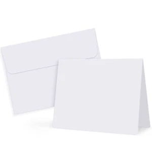 Eupako 50 Pack White-Blank-Cards-and-Envelopes-5x7-Heavyweight-Folded-Cardsto... - Picture 1 of 6