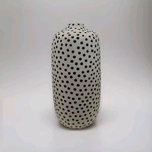 Anthropologie Polka Dot Vase Dottie Black Dotted Ceramic Art Flower Small - Picture 1 of 1