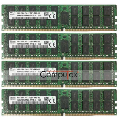 For Hynix 64GB 4x16GB PC4-2133P DDR4 2133 MHz 288 Pin ECC Registered Server RAM - Image 1 of 4
