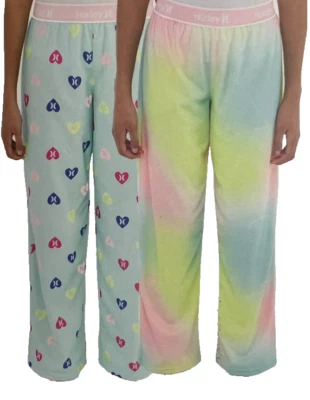 Calças de dormir macias Hurley para meninas pacote com 2 (ROSA MULTI, L- 14/16) novas com etiquetas - Imagem 1 de 2